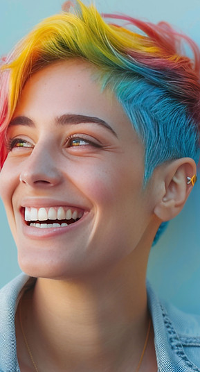 Sonrisa de cabello arcoíris
