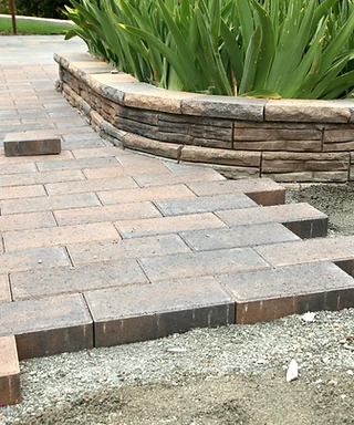 Garden block paving laying