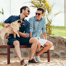 Two Men with a Dog