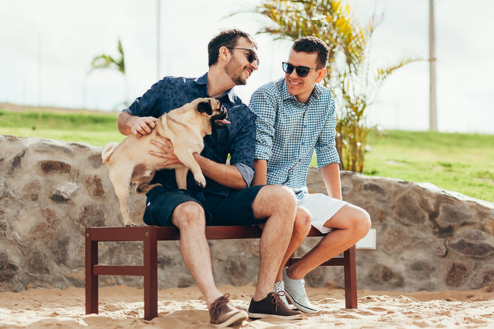 Two Men with a Dog