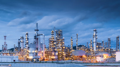 Oil refinery plant in the evening