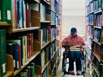 Reading Books in Library