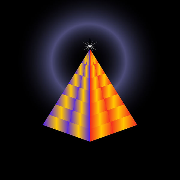노랑,파랑,주황색이 섞인 피라미드