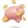 Piggy Bank with Coins