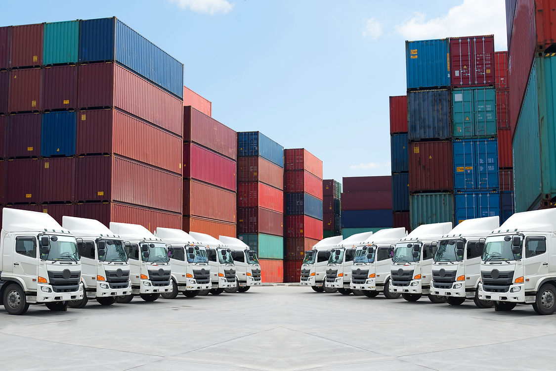 trucks are parking as in logistics cargo transportation