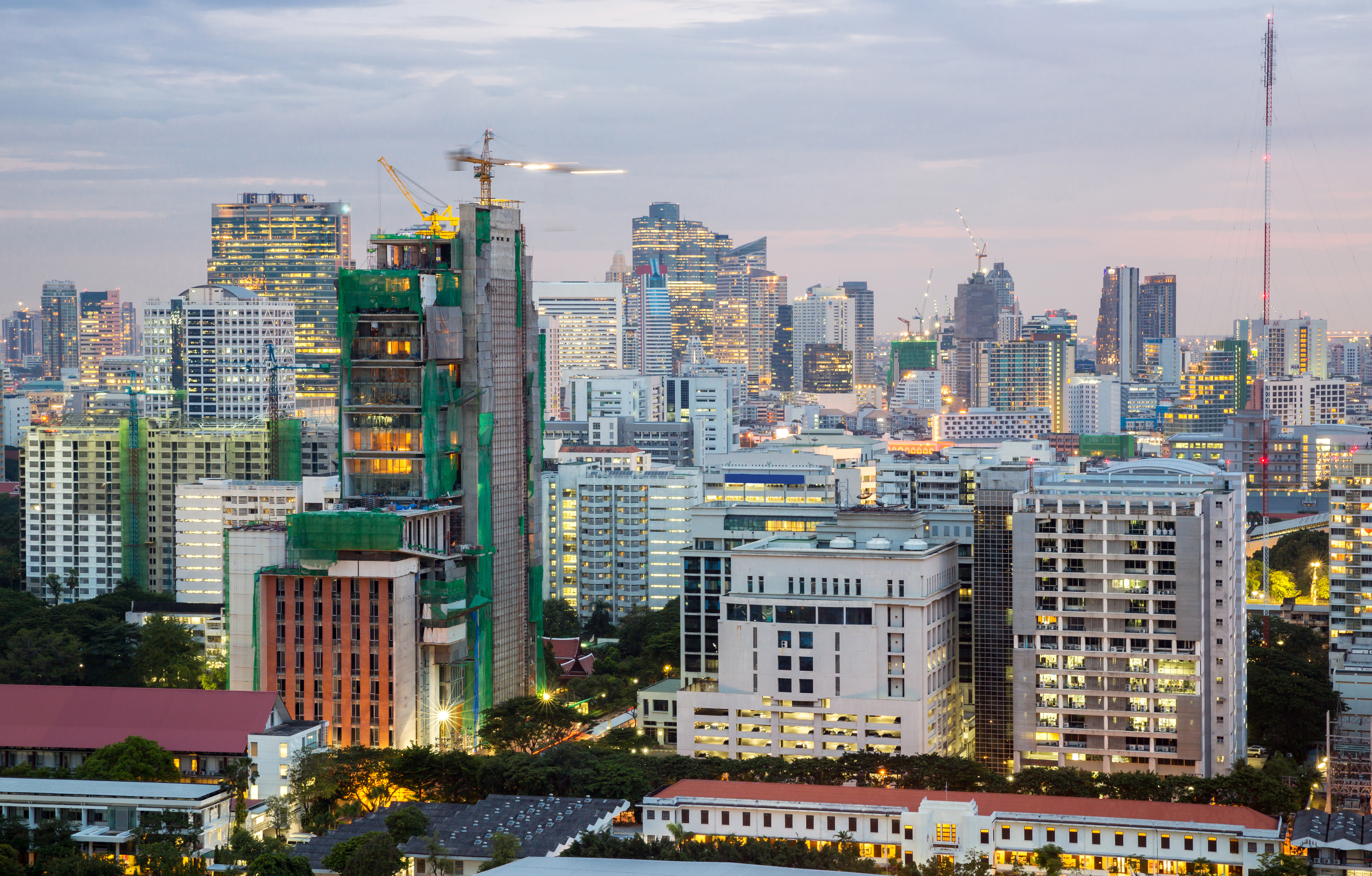 A lot of buildings in a city