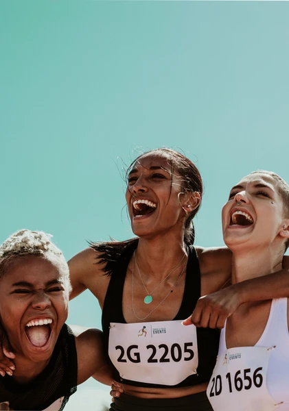 Smiling women athletes