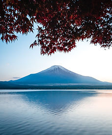 富士山と湖の景色