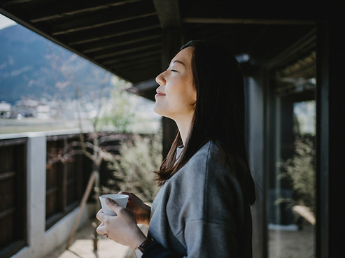 Enjoying the cup of coffee