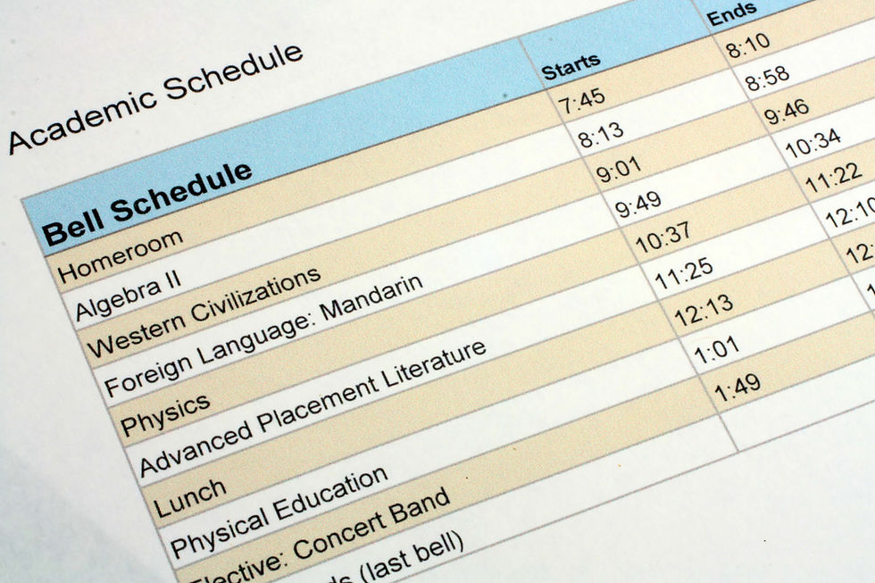Academic schedule for an AF cadet candidate