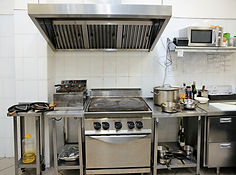 Typical kitchen of a restaurant shot in operation