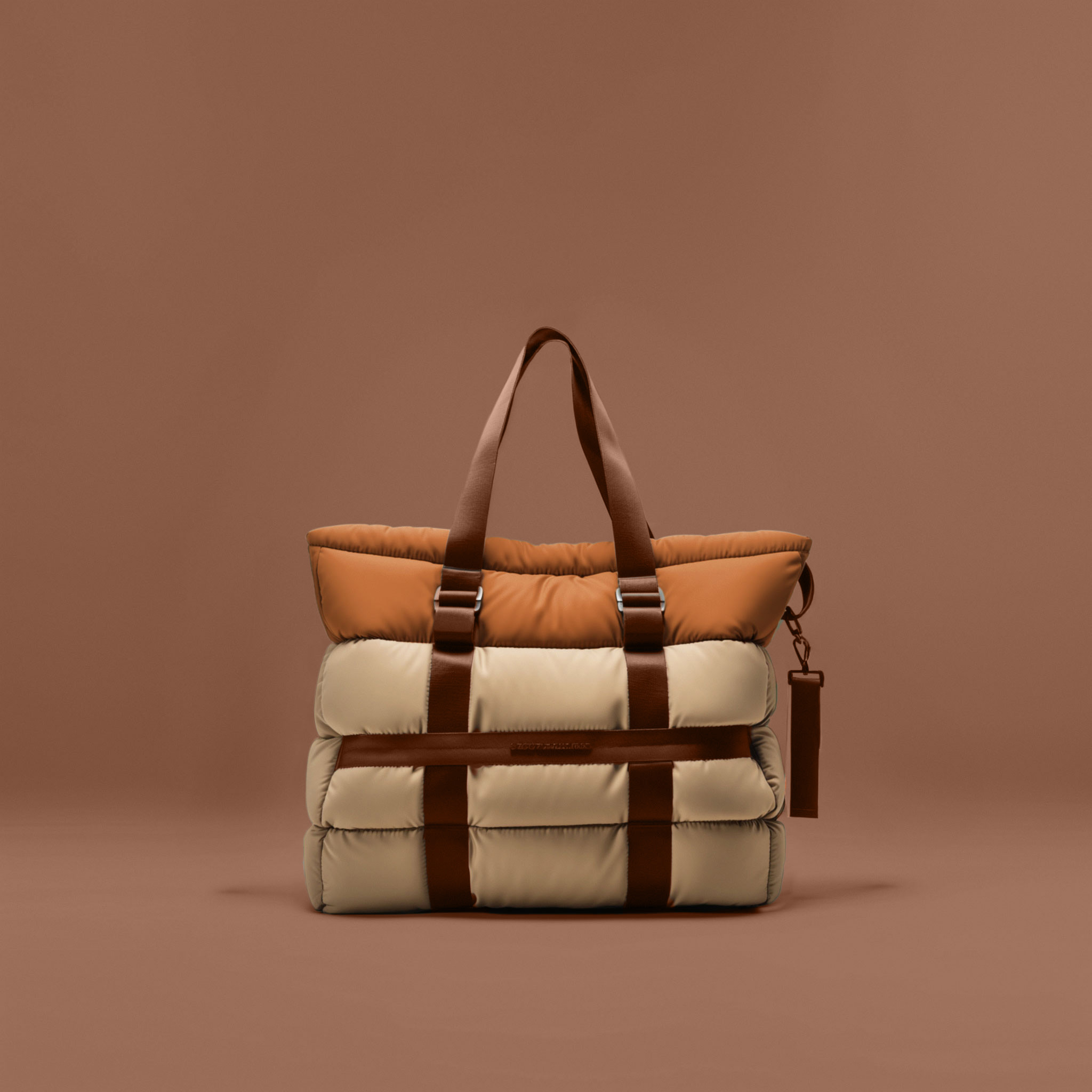Gezwollen beige en oranje draagtas