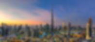 Dubai downtown skyline in Business Bay and Sheikh Zayed road, United Arab Emirates
