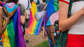 Photo of people with LGBT flag