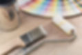 Paint bucket with paint brush, roller, palette color and paint can