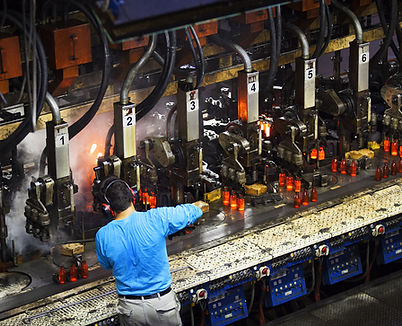 Producción de botellas de vidrio