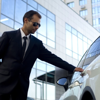 Private car driver with vehicle.