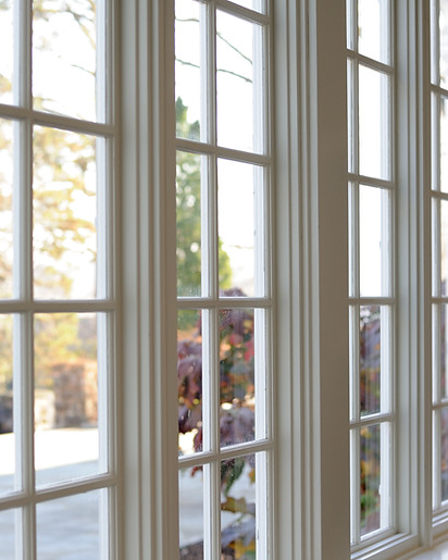 Windows looking onto patio