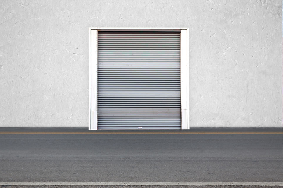 white wall and grey shutter