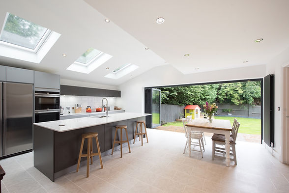 A general view of a modern fitted grey kitchen