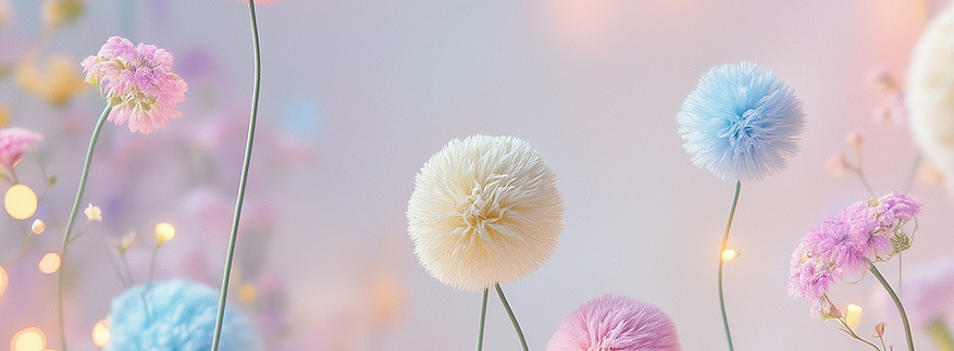 パステルカラーの花の風景