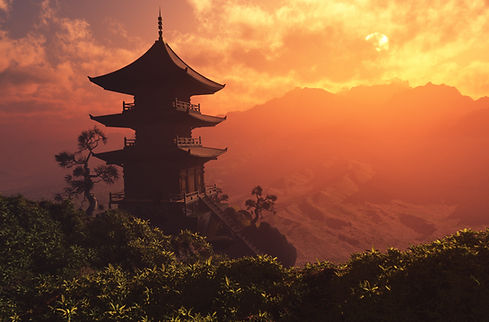 Sunlit Pagoda View