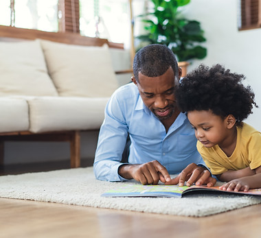 Father and Son Reading a Book