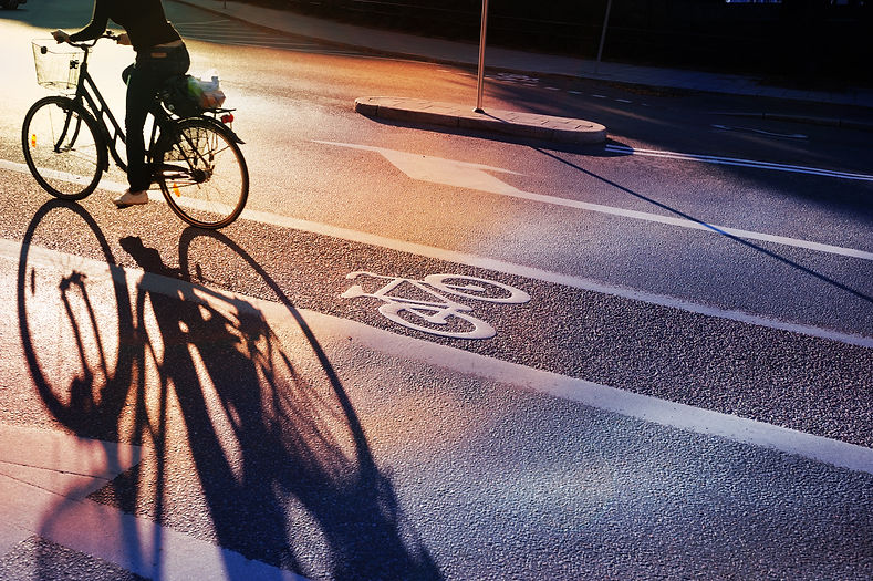 Cyclist crossing bike lane