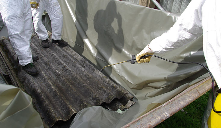 Asbestos removal on a roof