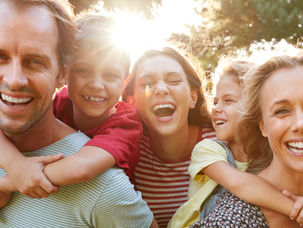 A happy, smiling family.