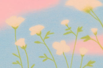 パステルカラーの花の風景