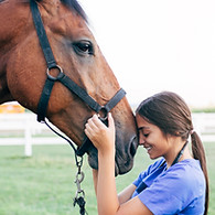 Vet Petting a Horse