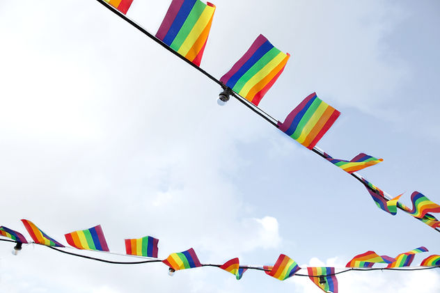 Rainbow Flags Hanging