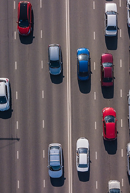 Bird's eye view of a highway 