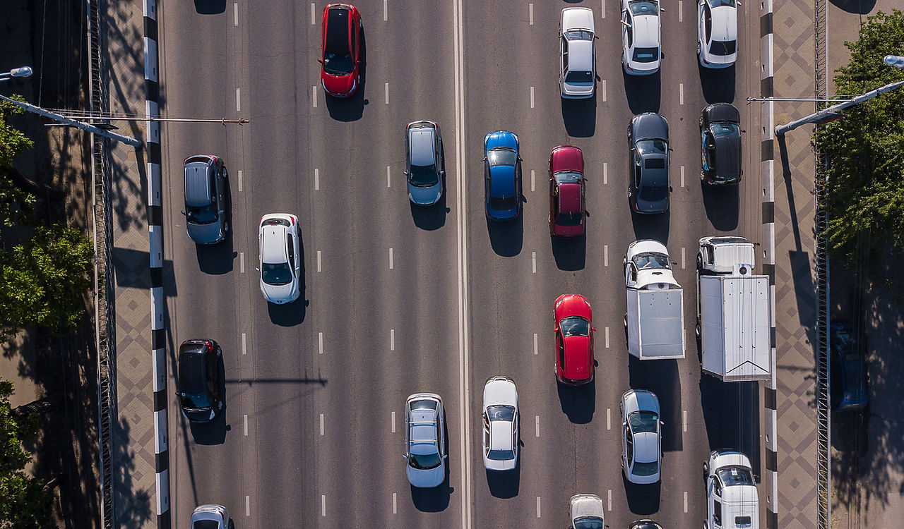 Bird's eye view of a highway 