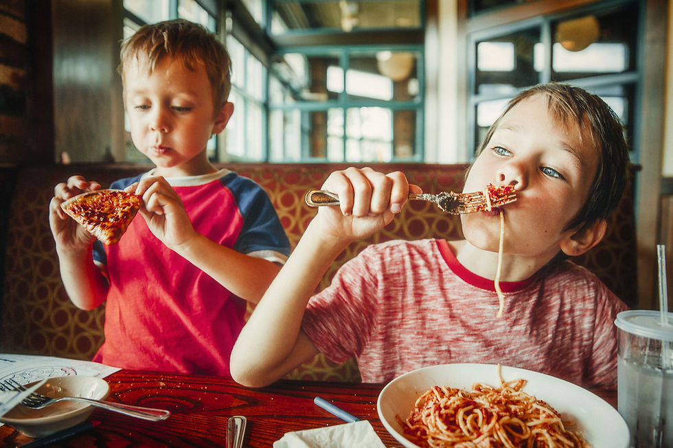 Children Eating Pasta