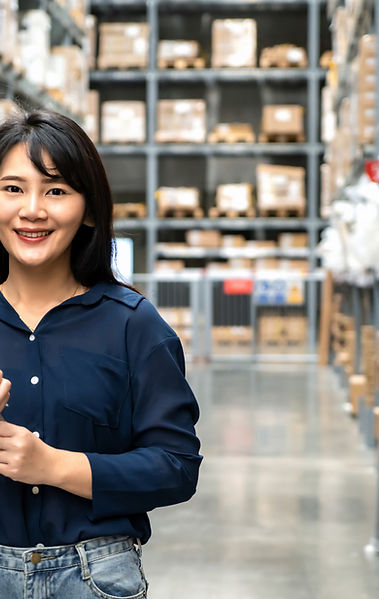 A female staff in a warehouse