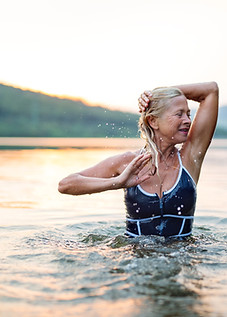 Woman Swimming Outdoors