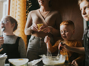 Family cooking and enjoying time together