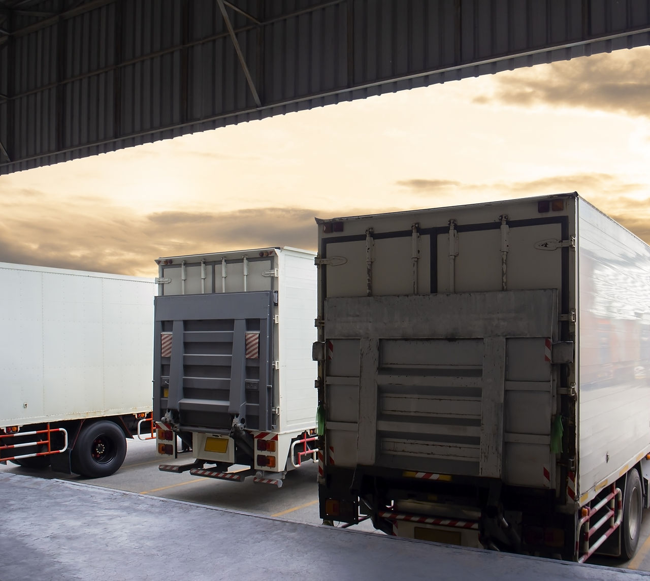 Trucks Parked In Line