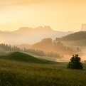 Hilly landscape at dawn