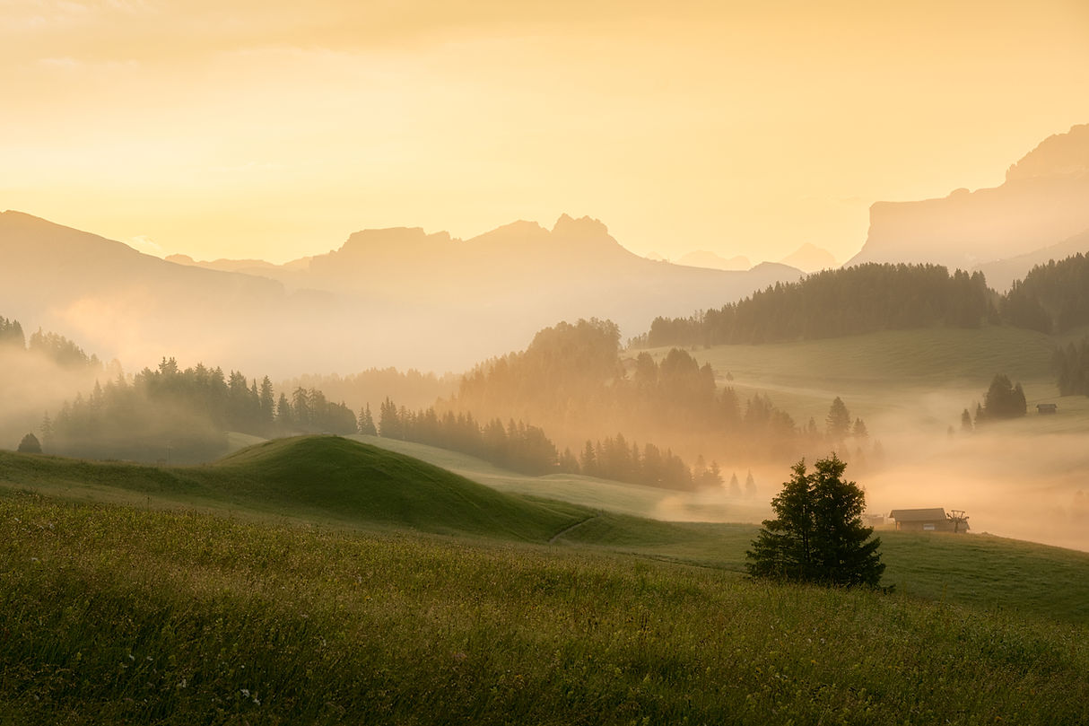Hügellandschaft im Morgengrauen