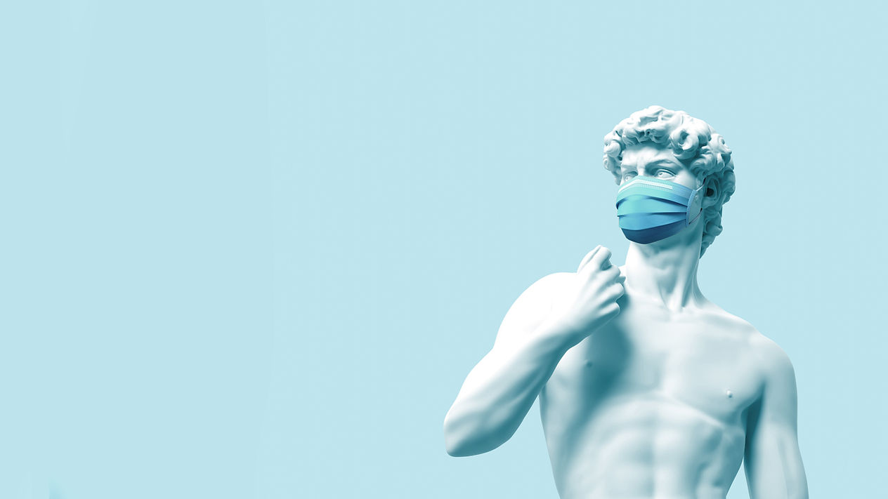 Statue avec masque