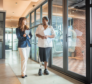 Chat in the office hallway
