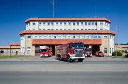 Fire Trucks Leaving Station