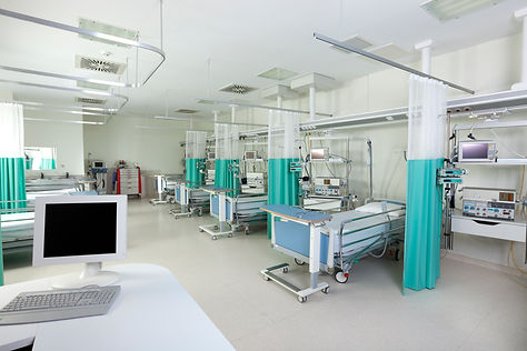 Empty beds in a hospital