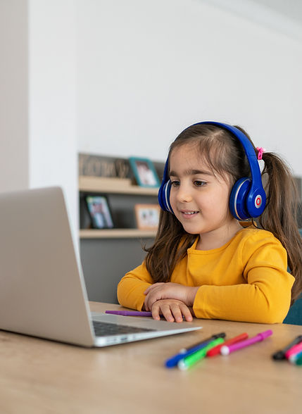 Girl doing online teletherapy sessions on her computer