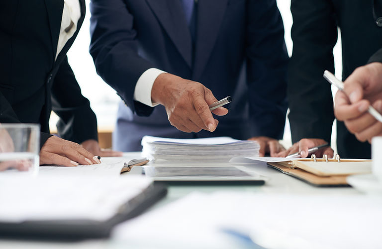 Group of lawyers discussing on a lawsuit