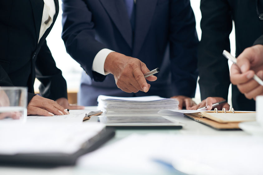 Group of lawyers discussing on a lawsuit
