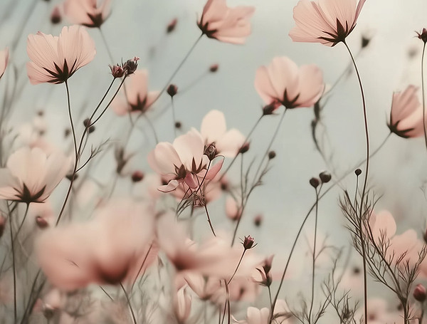 Pink Flowers in Field